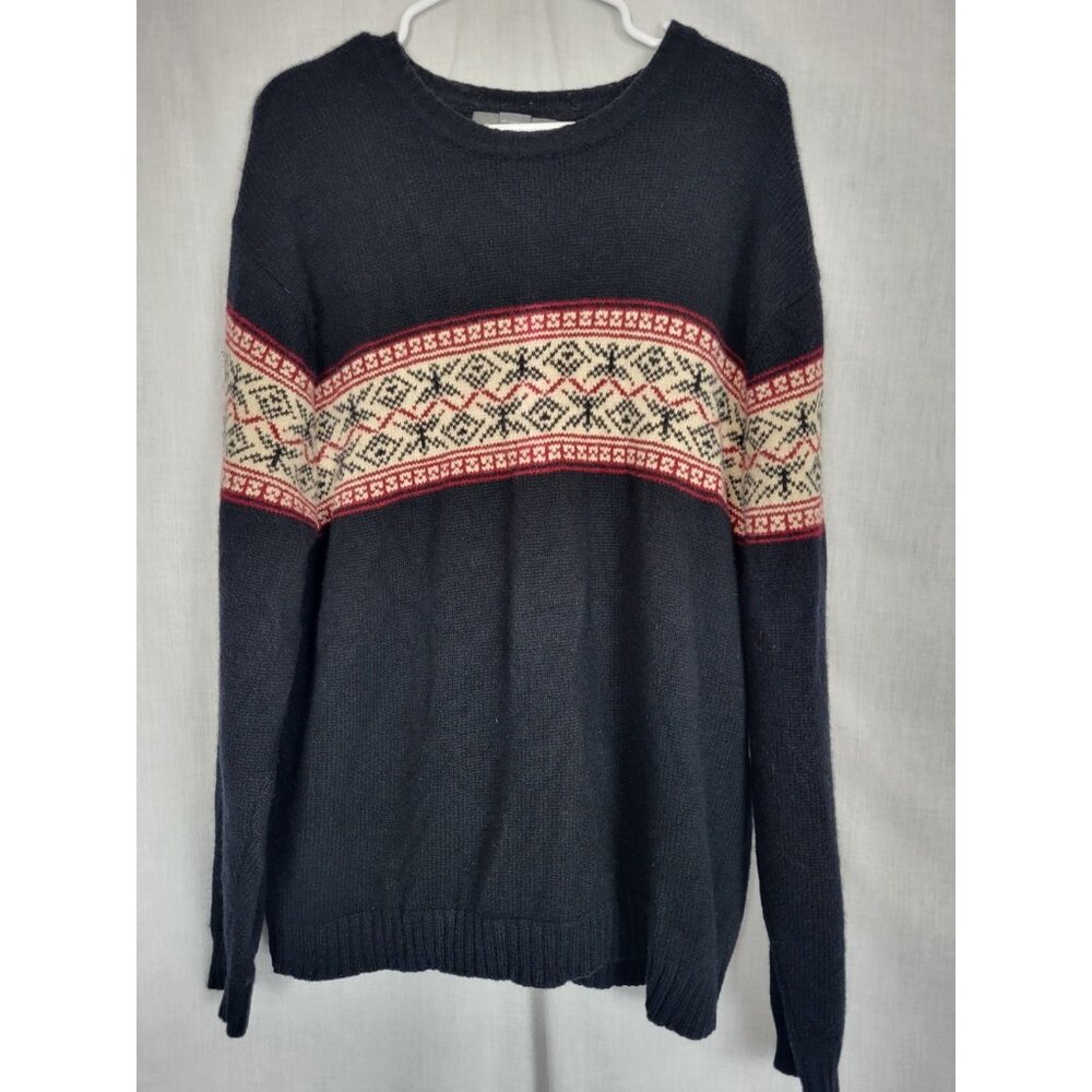 Banana Republic Sweater Men's XL Heavy Black 100% Lambswool Winter Classic